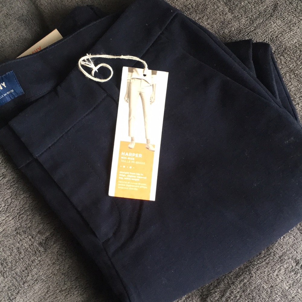Dark Navy Blue Cropped Ankle Pants